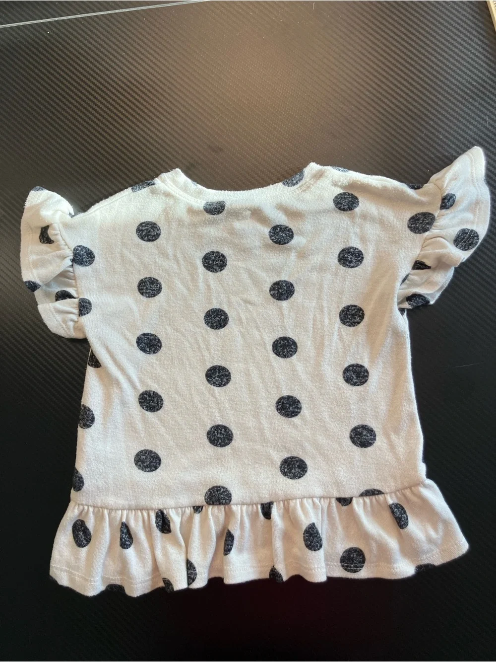 GAP Cream Top with Black Polka Dots